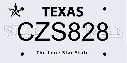 CZS828 Texas License Plate