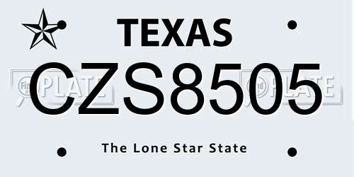 CZS8505 Texas License Plate