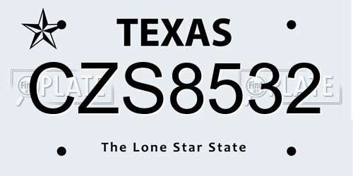 CZS8532 Texas License Plate