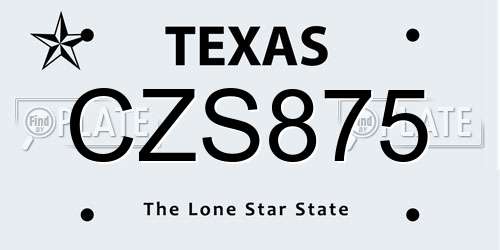 CZS875 Texas License Plate