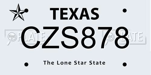 CZS878 Texas License Plate