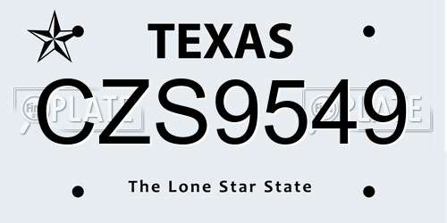 CZS9549 Texas License Plate