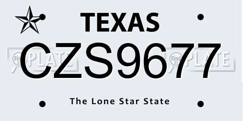 CZS9677 Texas License Plate