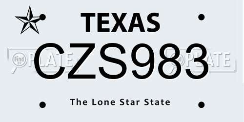 CZS983 Texas License Plate
