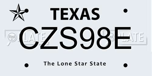 CZS98E Texas License Plate