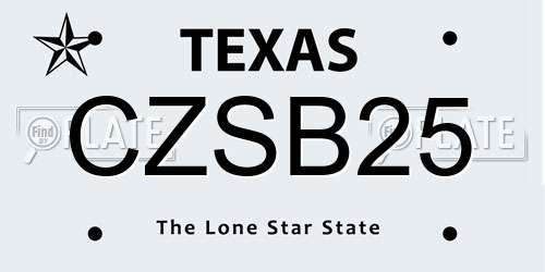 CZSB25 Texas License Plate