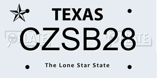 CZSB28 Texas License Plate