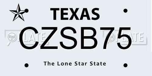 CZSB75 Texas License Plate