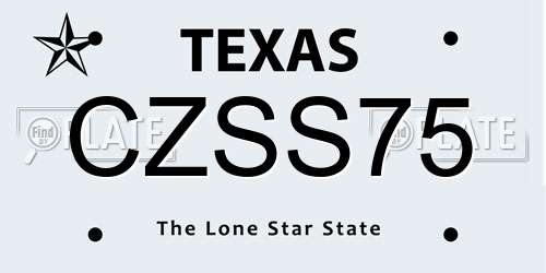 CZSS75 Texas License Plate