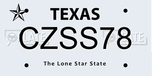 CZSS78 Texas License Plate