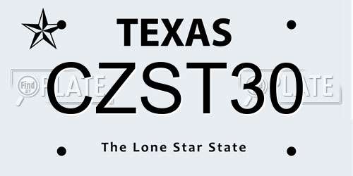 CZST30 Texas License Plate