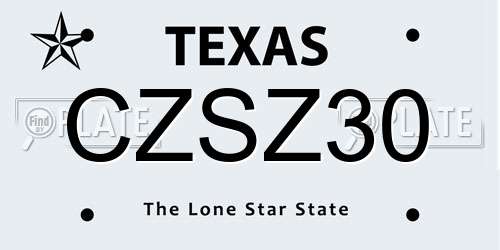 CZSZ30 Texas License Plate