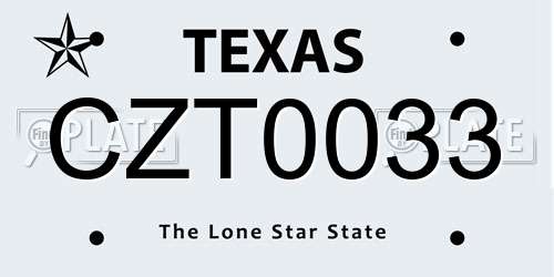 CZT0033 Texas License Plate