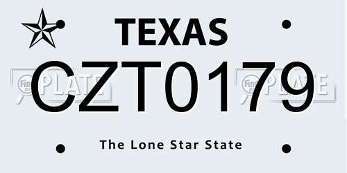 CZT0179 Texas License Plate