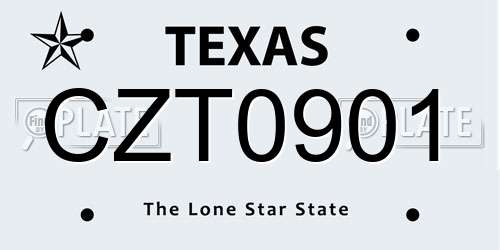 CZT0901 Texas License Plate