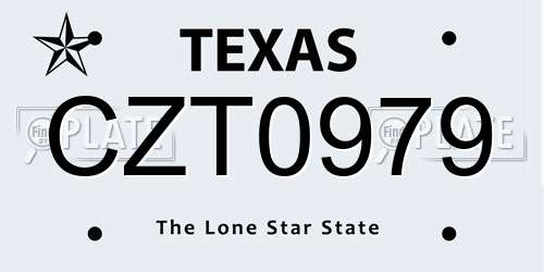 CZT0979 Texas License Plate
