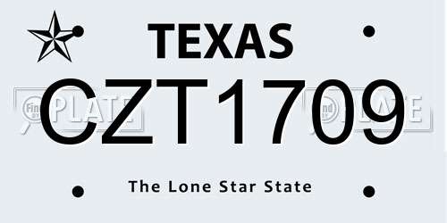 CZT1709 Texas License Plate