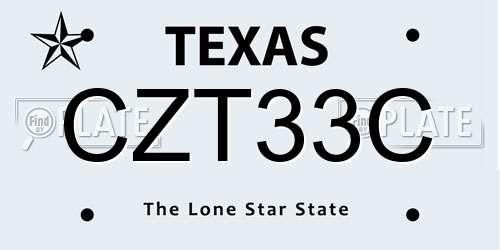 CZT33C Texas License Plate