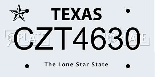 CZT4630 Texas License Plate