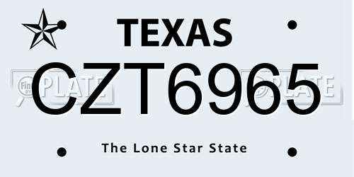 CZT6965 Texas License Plate