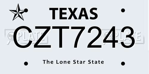 CZT7243 Texas License Plate
