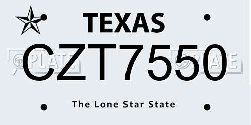 CZT7550 Texas License Plate