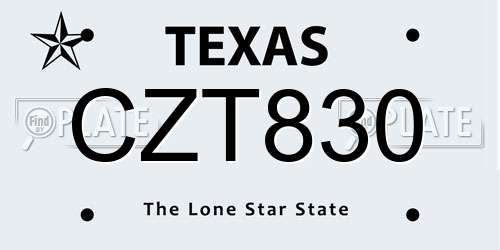 CZT830 Texas License Plate