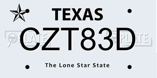 CZT83D Texas License Plate
