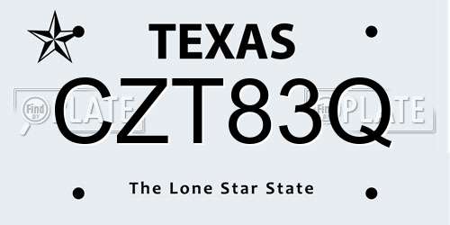 CZT83Q Texas License Plate