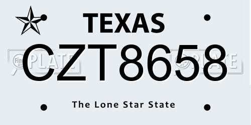 CZT8658 Texas License Plate
