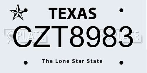 CZT8983 Texas License Plate