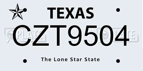 CZT9504 Texas License Plate