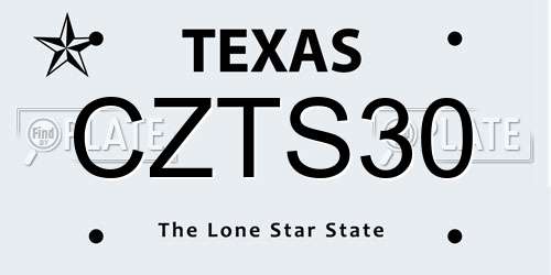 CZTS30 Texas License Plate