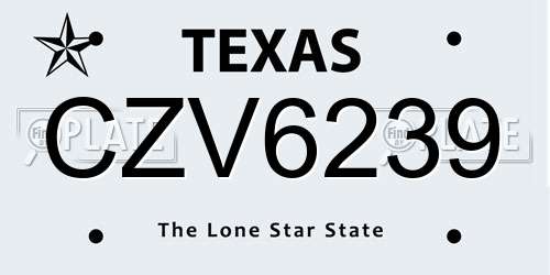 CZV6239 Texas License Plate
