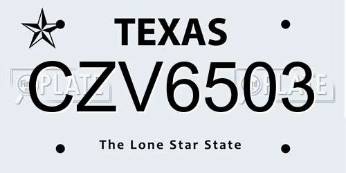CZV6503 Texas License Plate