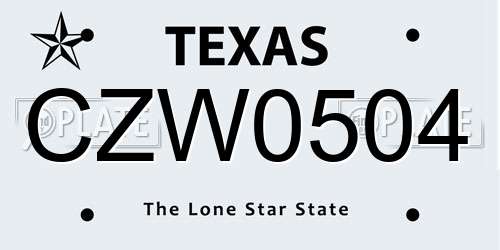 CZW0504 Texas License Plate