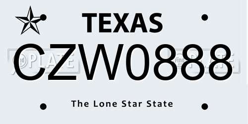 CZW0888 Texas License Plate