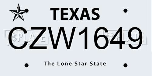 CZW1649 Texas License Plate