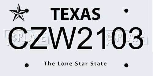 CZW2103 Texas License Plate