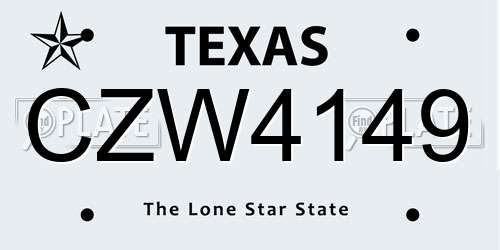 CZW4149 Texas License Plate