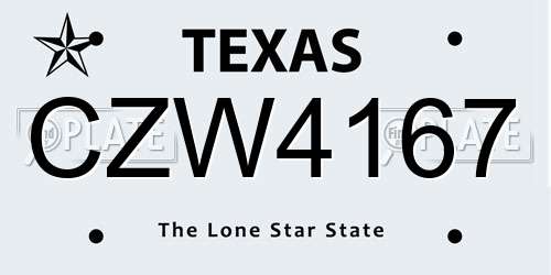 CZW4167 Texas License Plate