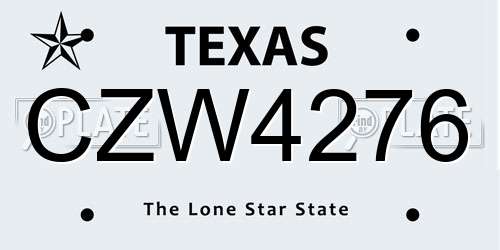 CZW4276 Texas License Plate