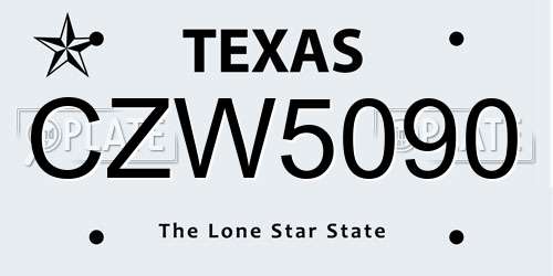 CZW5090 Texas License Plate