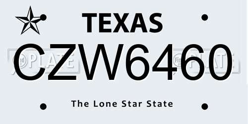CZW6460 Texas License Plate