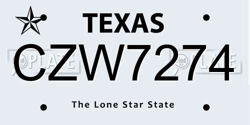CZW7274 Texas License Plate