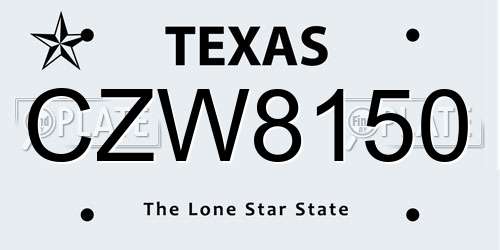 CZW8150 Texas License Plate