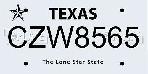 CZW8565 Texas License Plate