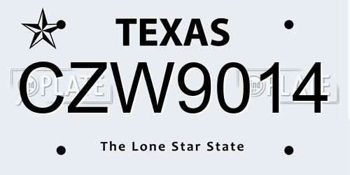 CZW9014 Texas License Plate