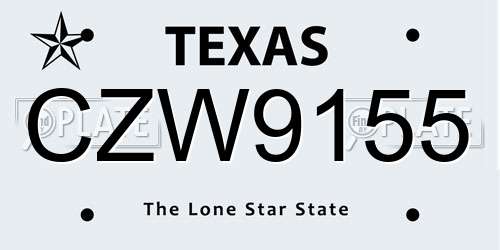CZW9155 Texas License Plate