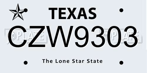 CZW9303 Texas License Plate